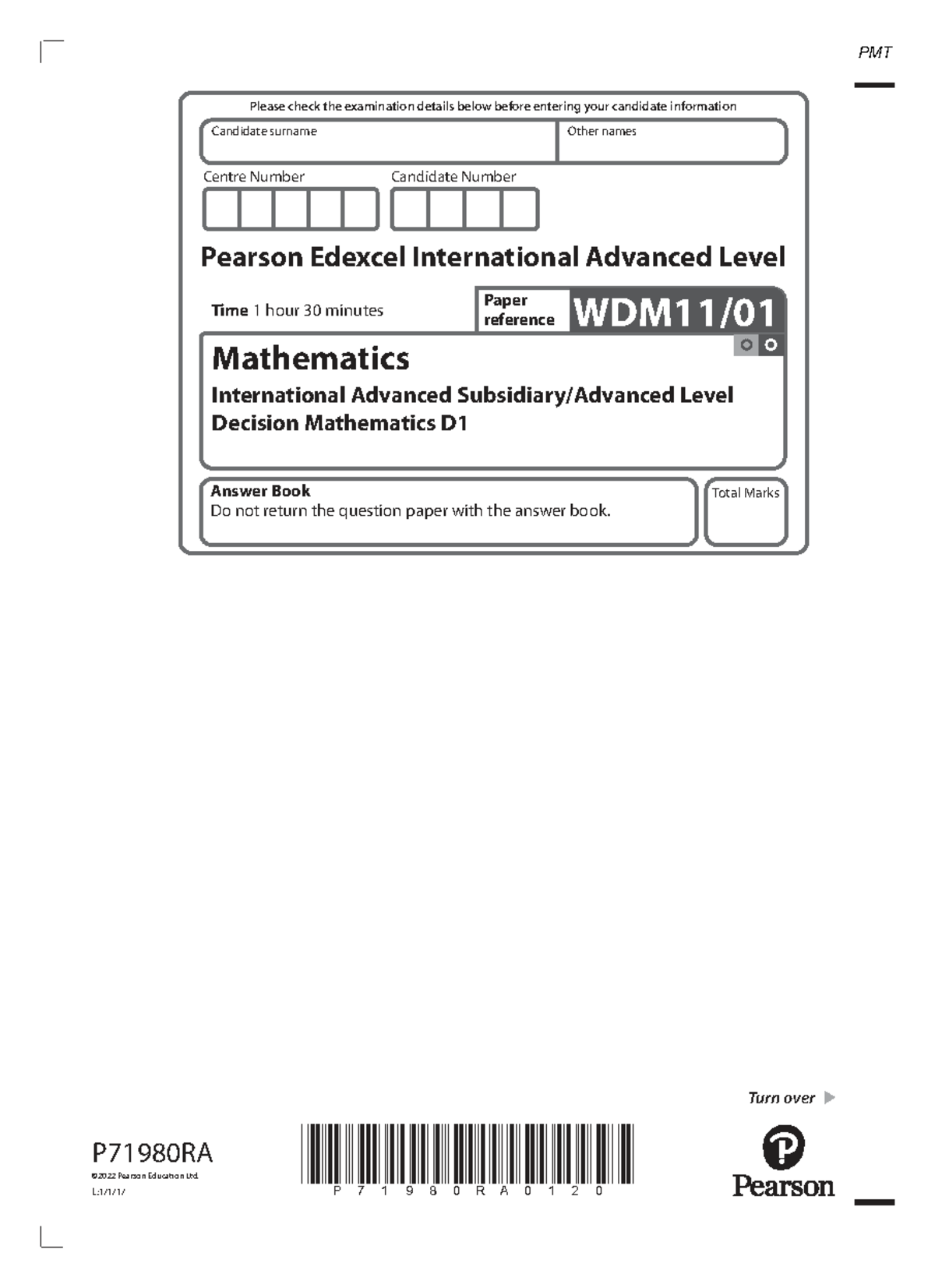 January 2022 IAL Decision Mathematics D1 Exam Paper - Studocu
