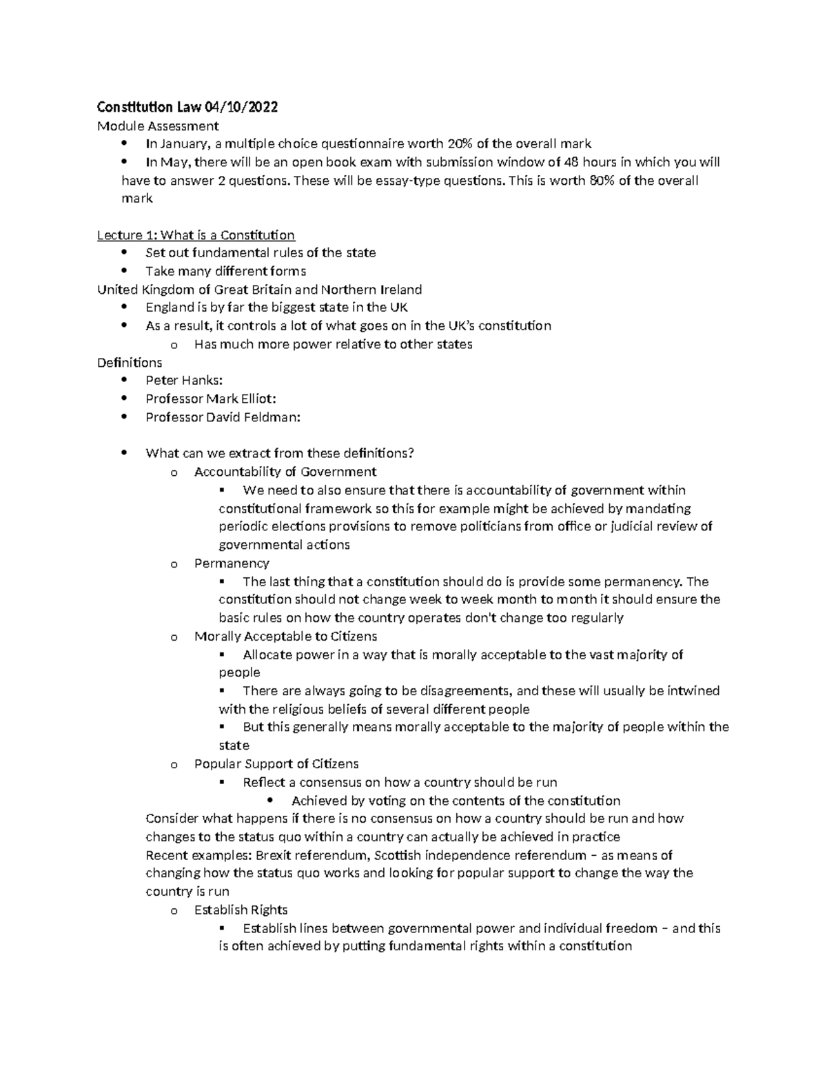 Constitution Law - Con Law - Constitution Law 04/10/ Module Assessment ...