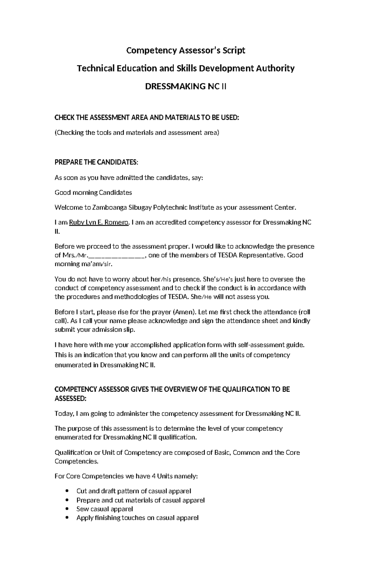 Inbound 2808165983613783533 - Competency Assessor’s Script Technical ...
