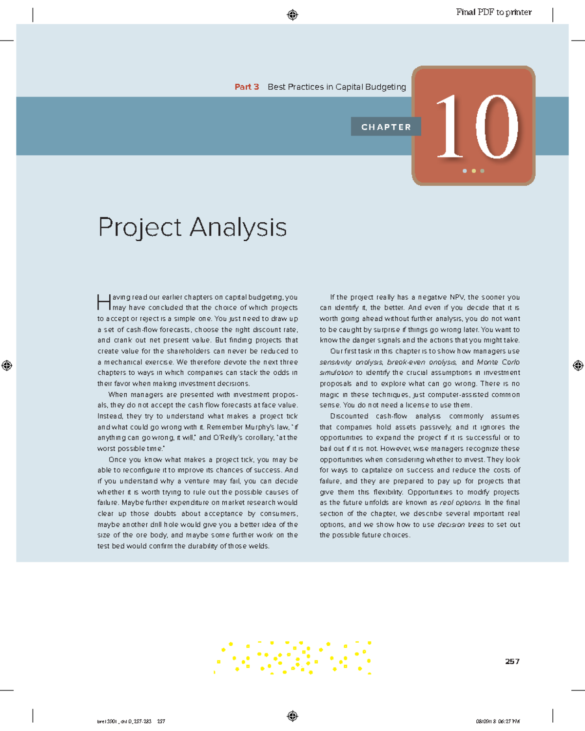 Chapter 10: Project Analysis in Capital Budgeting (9781260013900) - Studocu