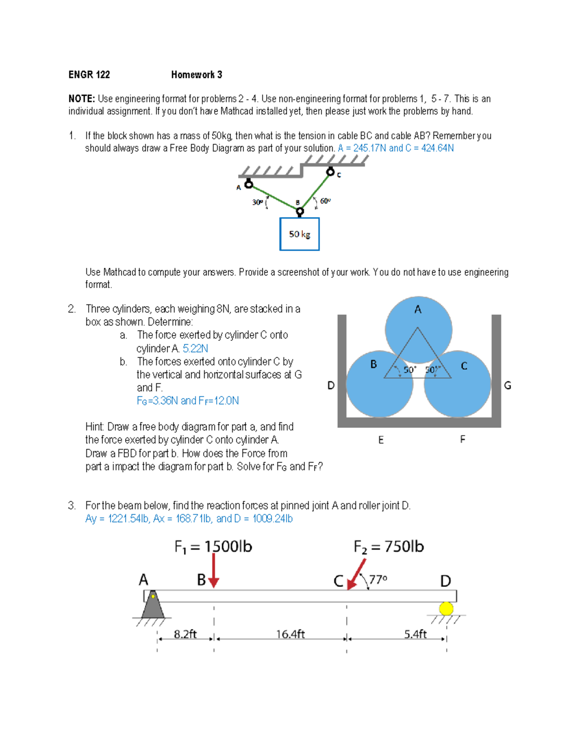 Homework 3 223 - stff - ENGR 12 2 Homework 3 NOTE: Use engineering ...