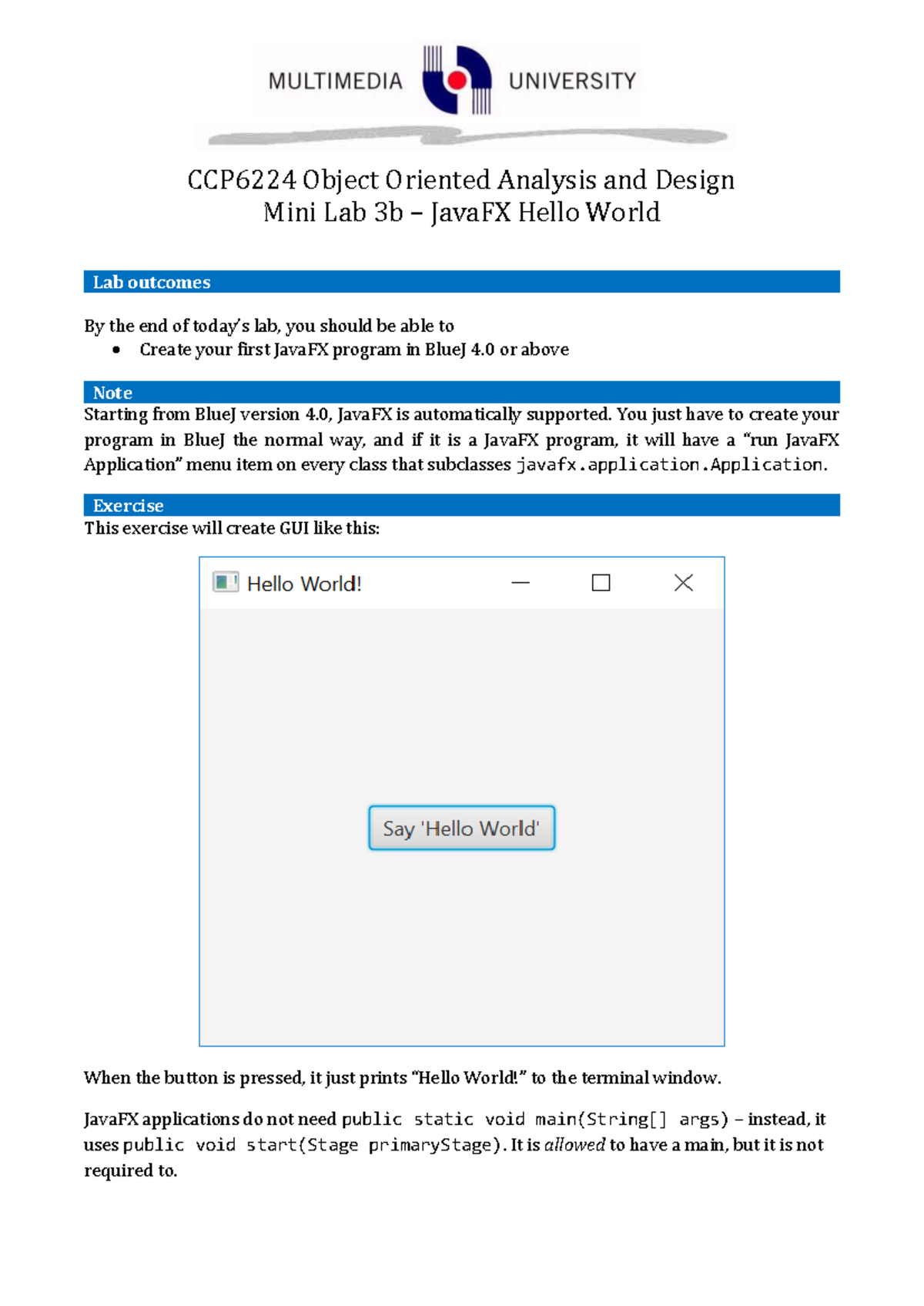 Lab 03b Java FX (optional) - CCP6224 Object Oriented Analysis and ...