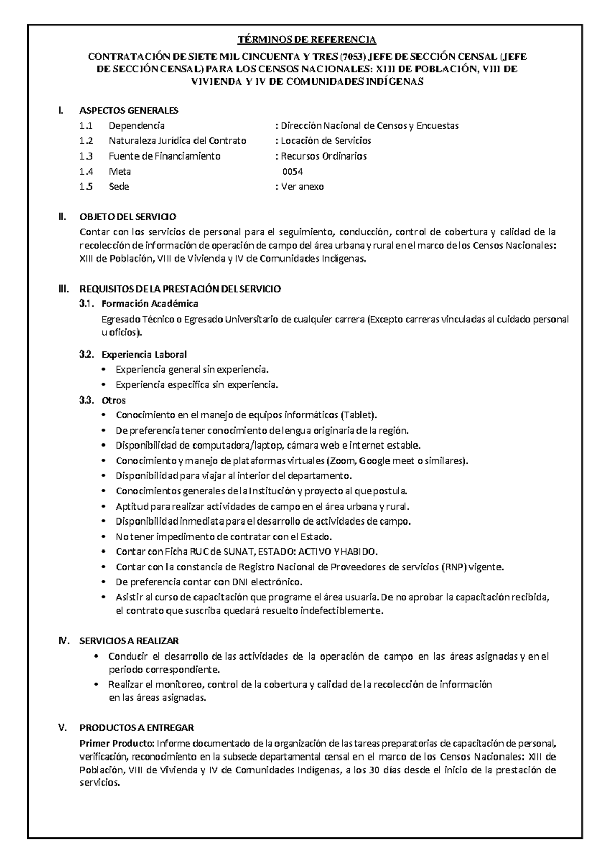 TDR (7053) Jefe de Sección Censal para Censos Nacionales 2025 - Document Preview
