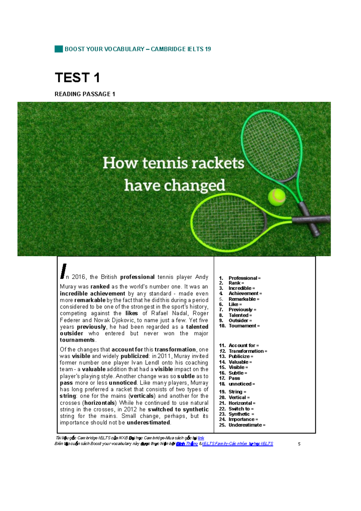 BOOST YOUR VOCABULARY CAMBRIDGE IELTS 19 TEST 1 READING PASSAGE ...
