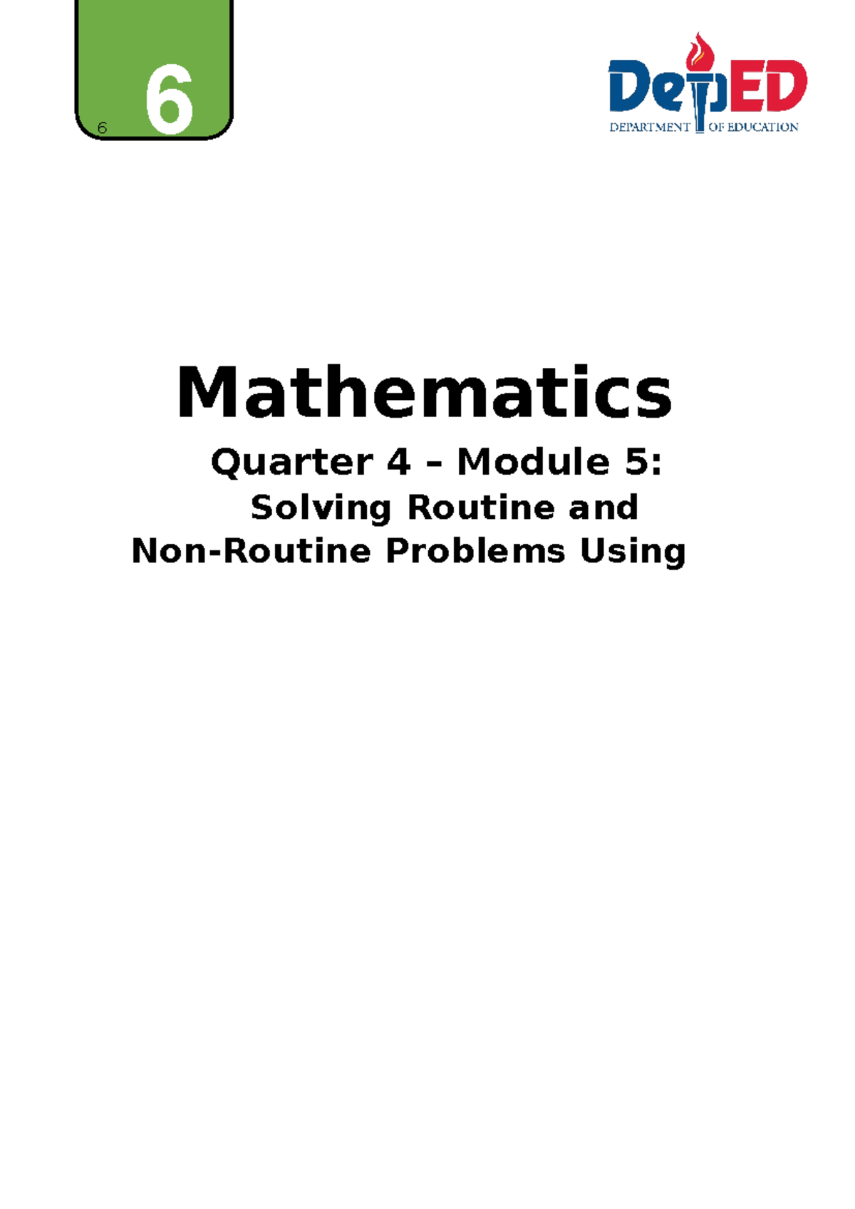 MATH6 Q4 Module 5: Solving Problems with Data from Pie Graphs - Studocu