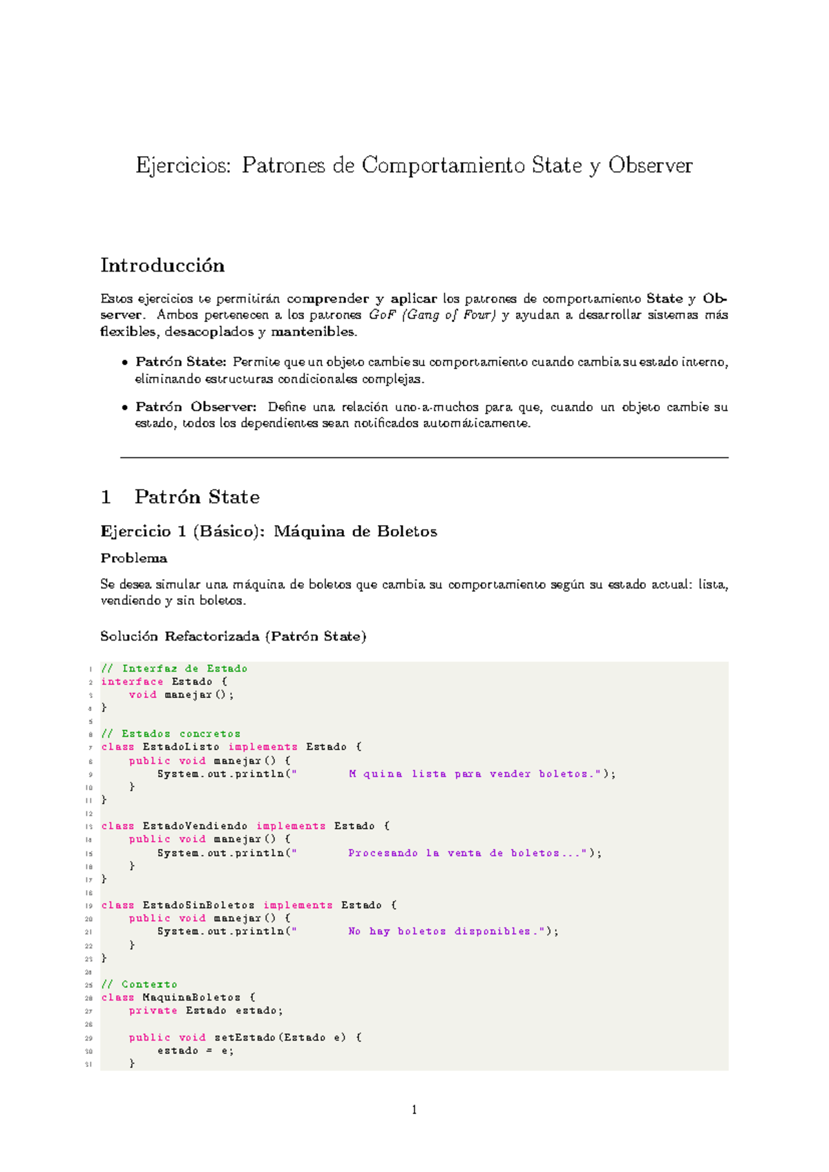 Ejercicios de Patrones State y Observer en Java - Ejemplos prácticos ...