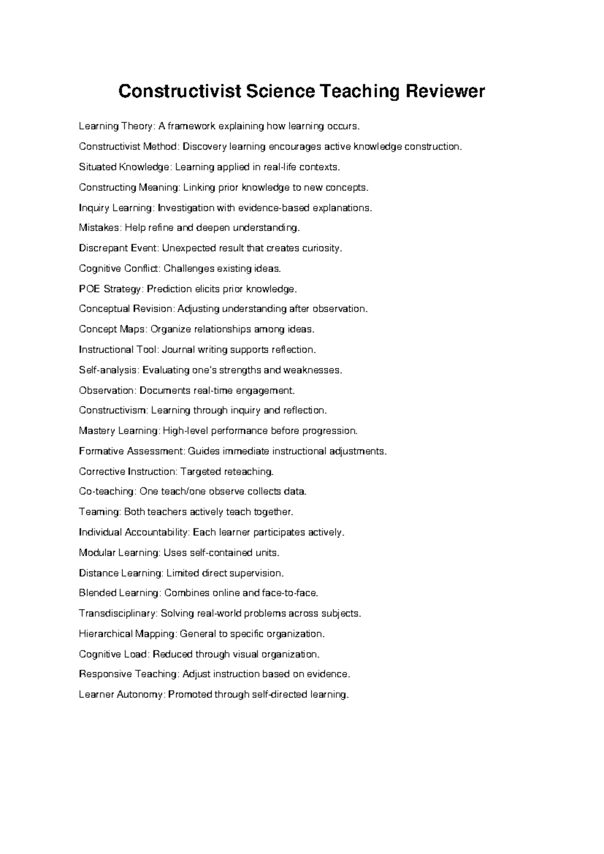 Constructivist Science Teaching Review: Learning Theories & Methods ...