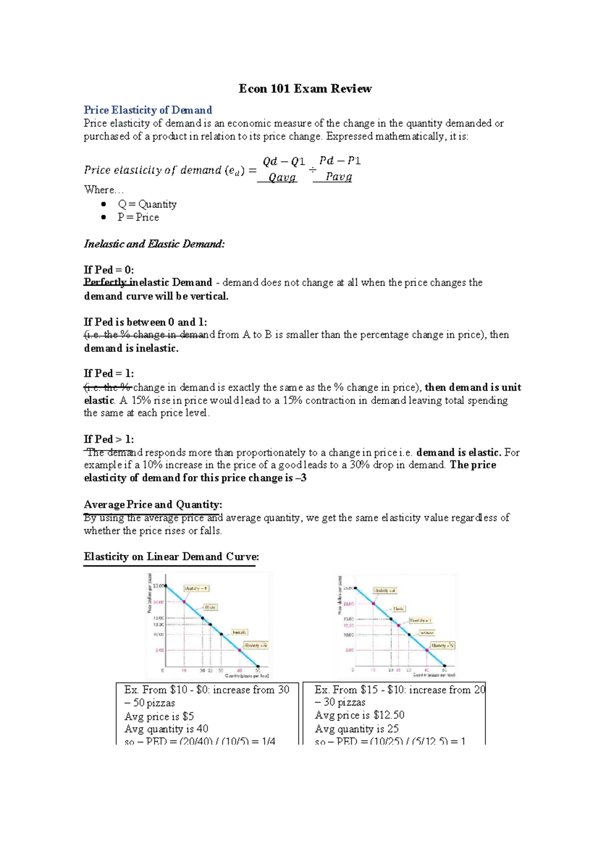 Econ-101 Final Exam Review: Price Elasticity & Demand Concepts - Studocu