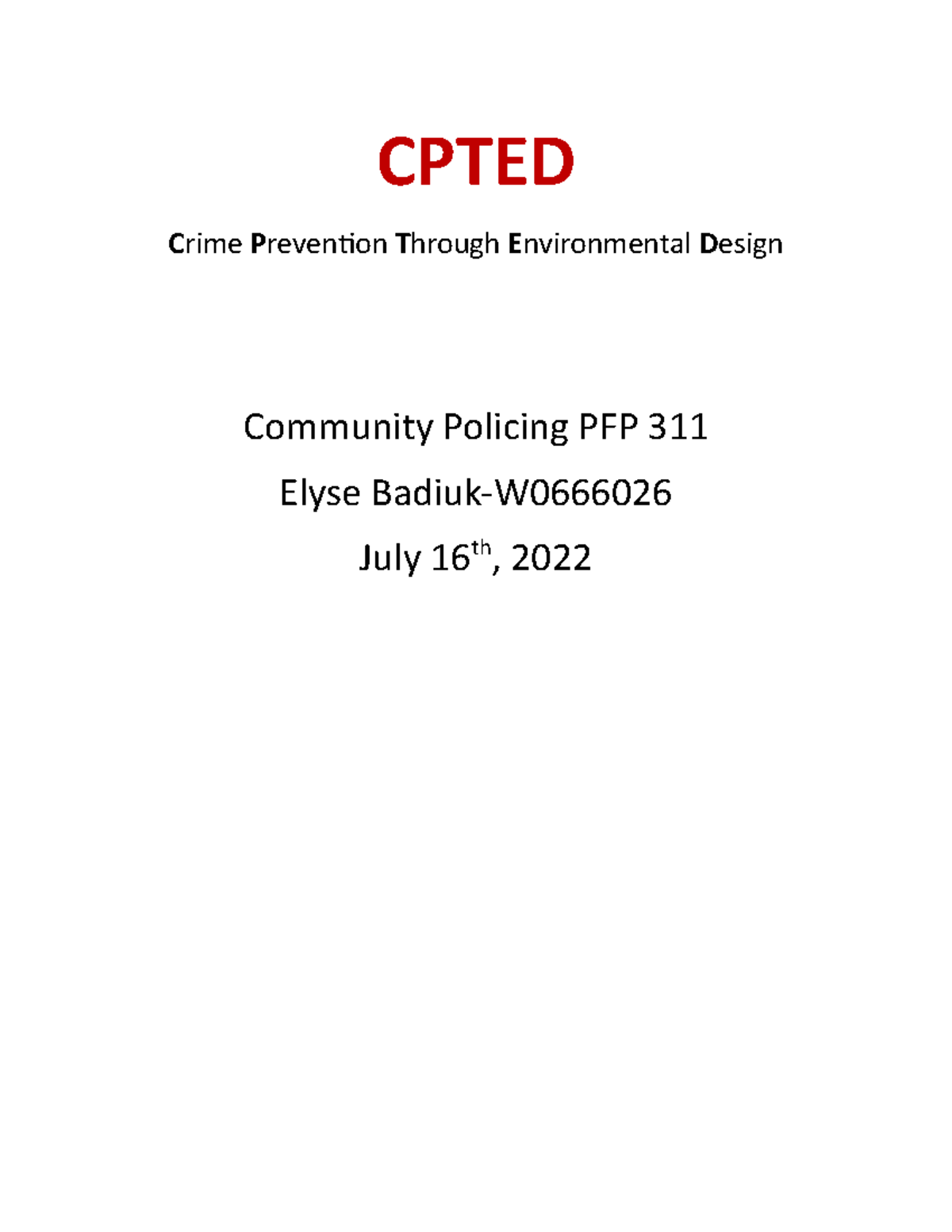 Cpted Commercial Assignment - CPTED Crime Prevention Through ...