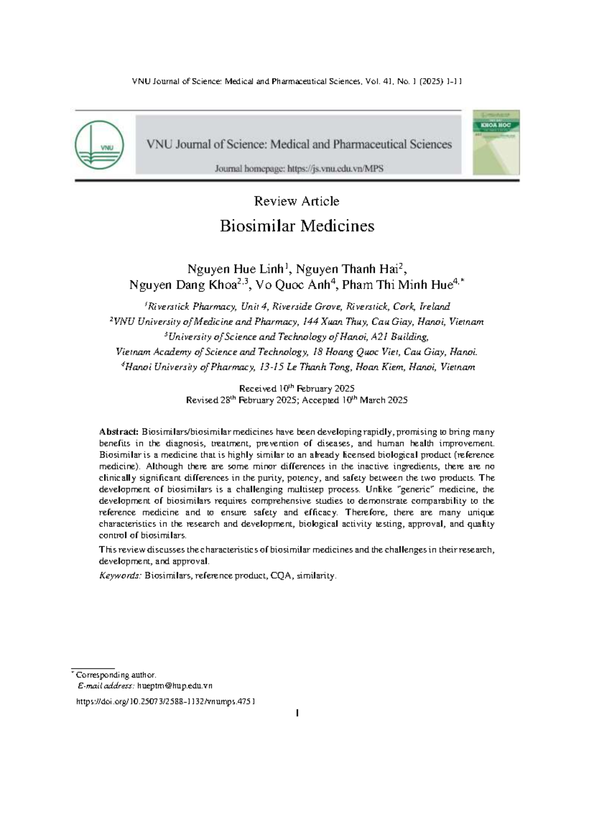 4 - Bài báo - VNU Journal of Science: Medical and Pharmaceutical ...
