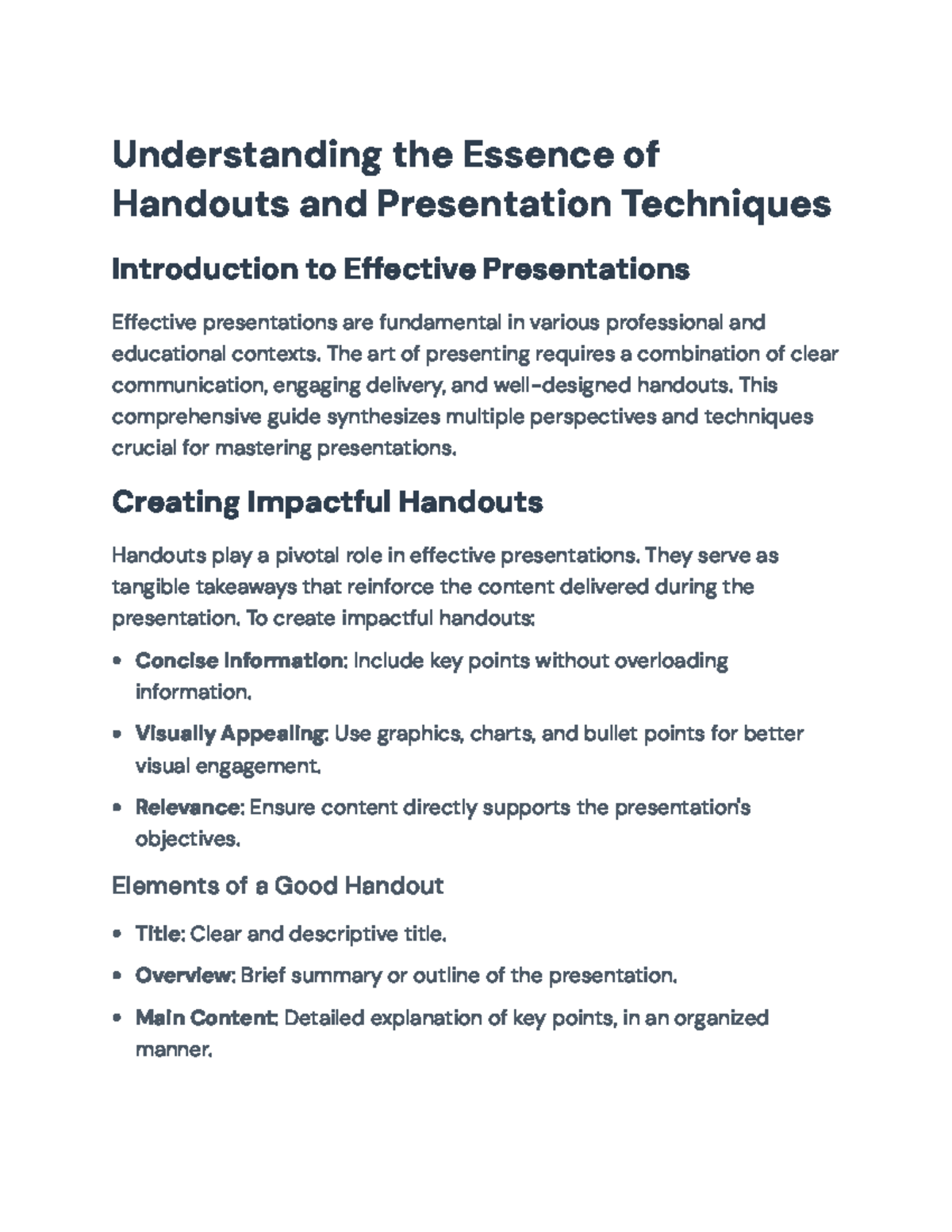 Mastering Presentation Skills: Handouts & Delivery Techniques Guide ...
