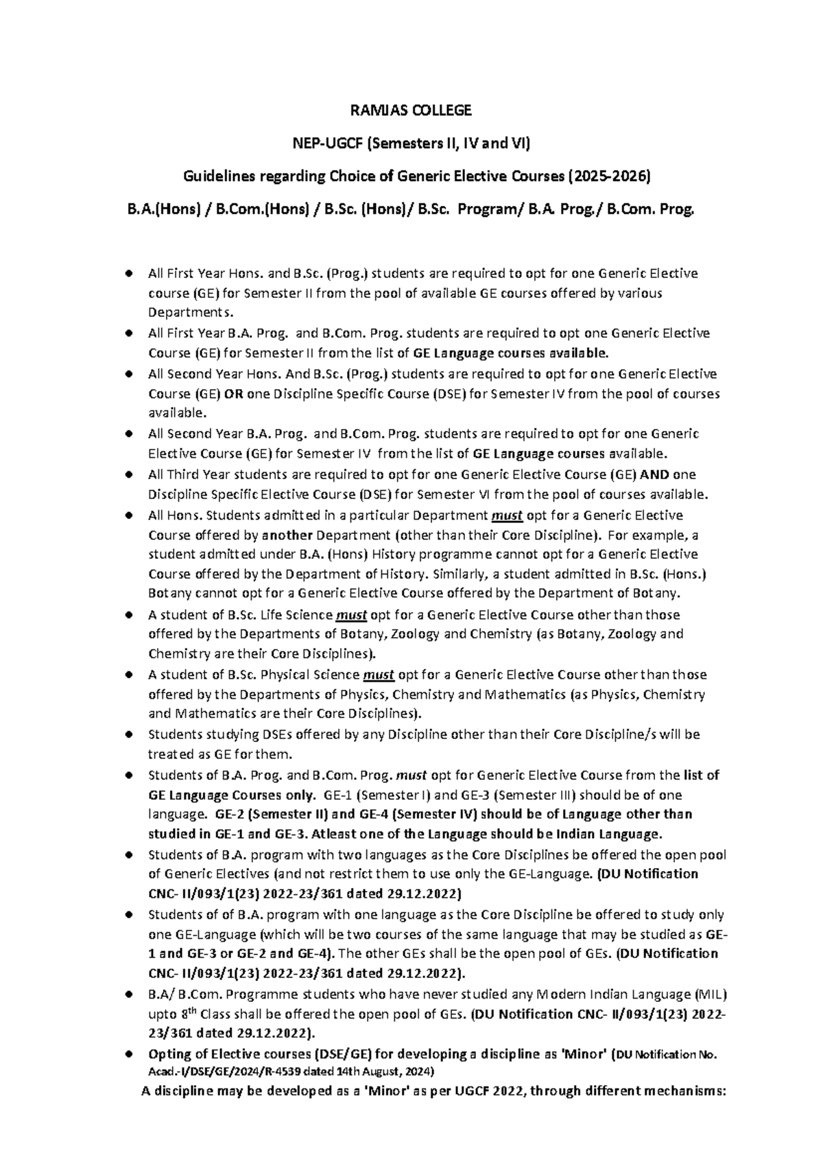 Revised Guidelines for Choosing Generic Elective Courses GE 20-21 - Studocu