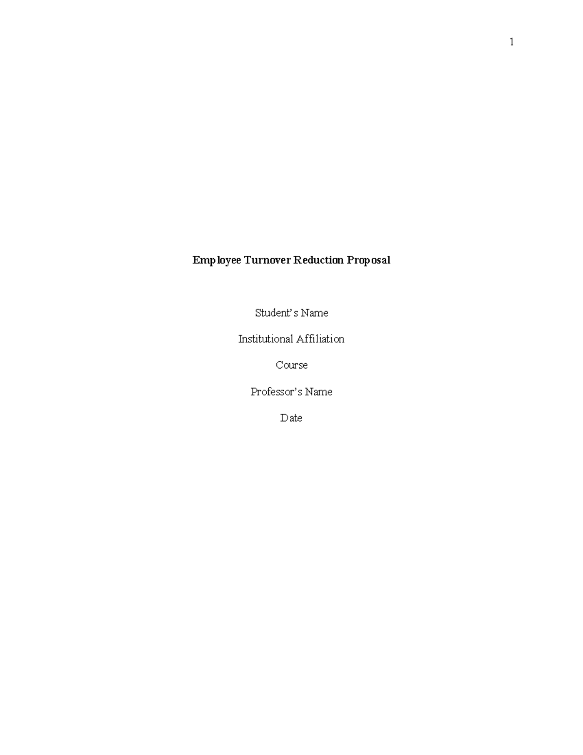 Employee Turnover Reduction Proposal: Strategies for Retention - Studocu