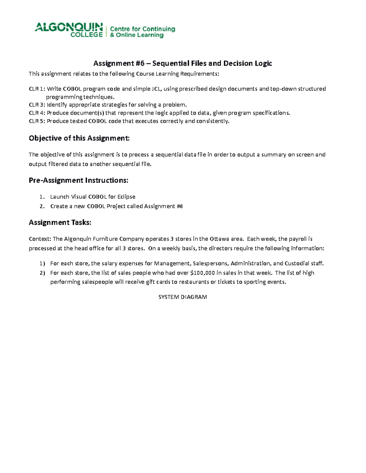 CST8283 Assignment #6 - Sequential Files & Decision Logic Guide - Studocu