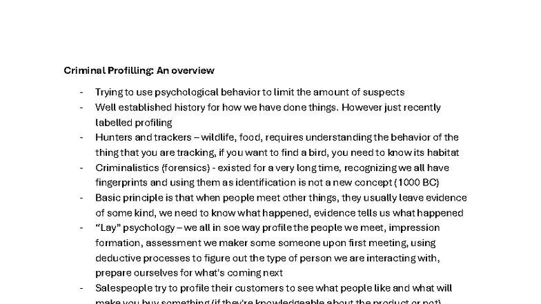 Criminal Profiling Overview: Insights from Psychology & Law (PSY 101 ...