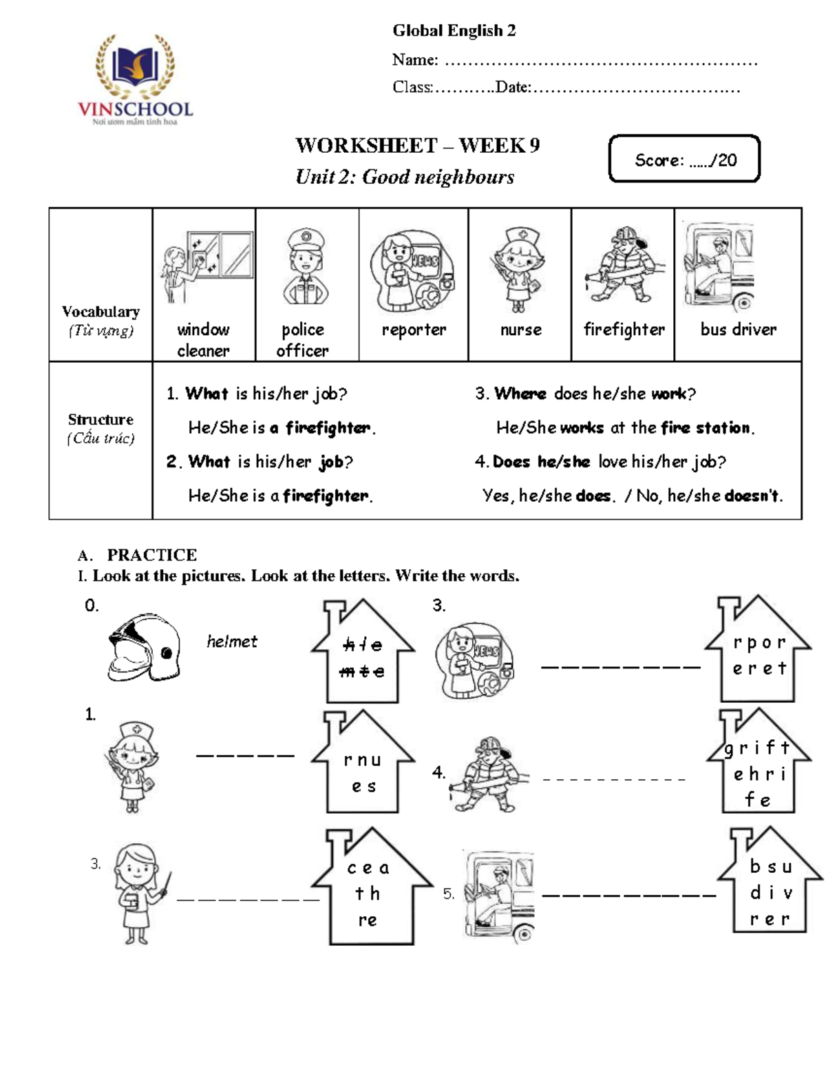 Global English 2: Worksheet Week 9 - Good Neighbours Vocabulary - Studocu
