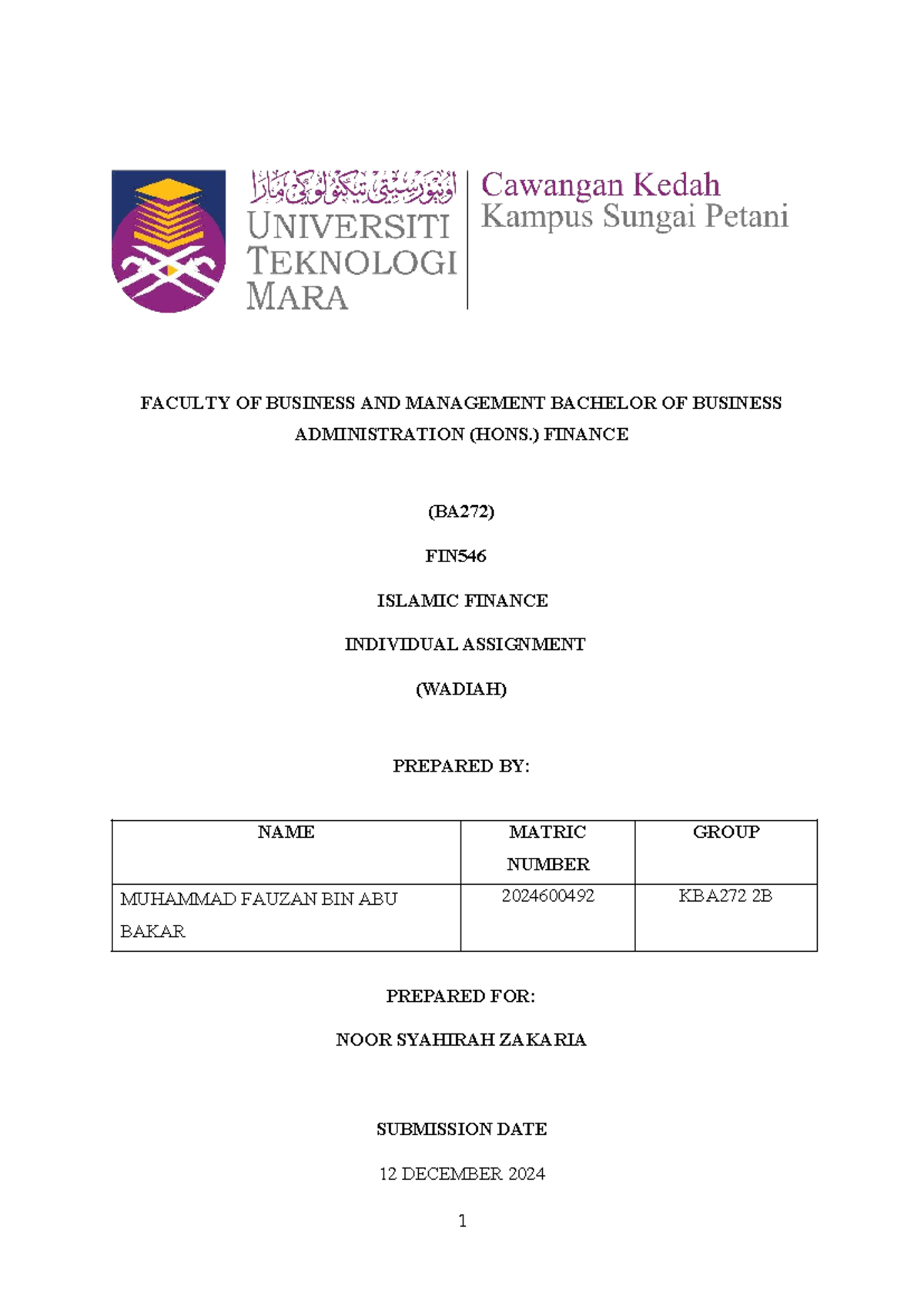 Wadiah in Islamic finance: An analysis of its principles and ...