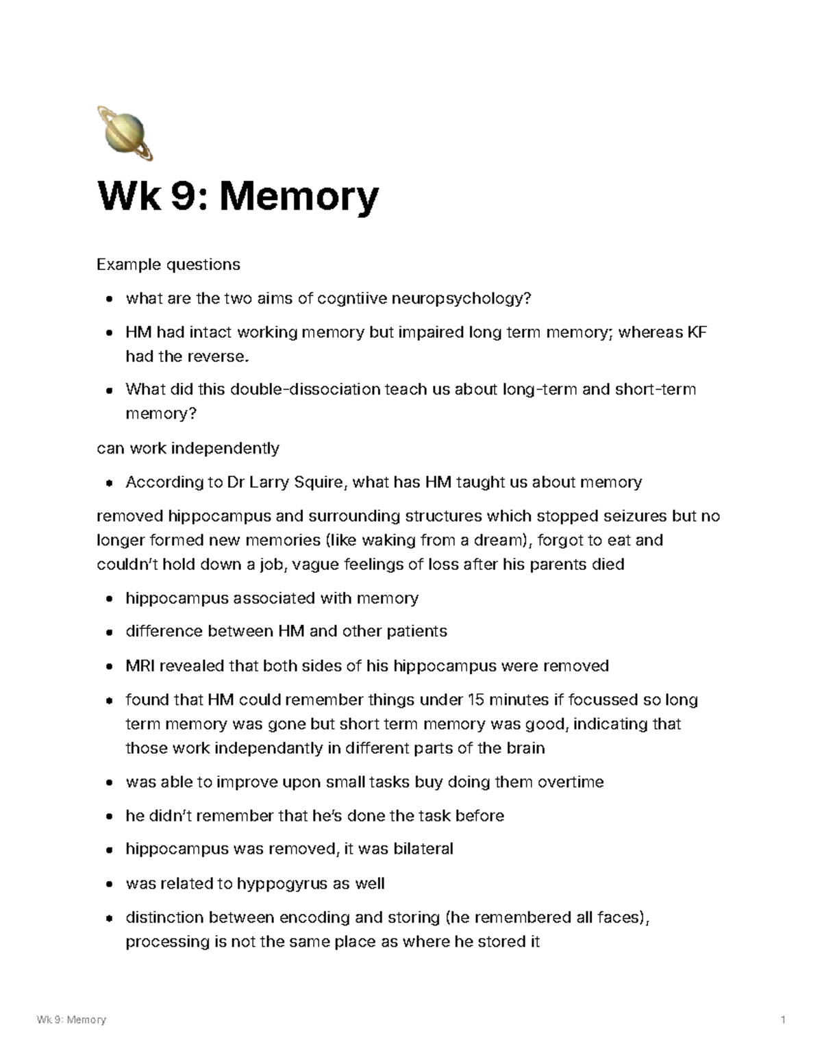 Wk 9: Memory - Cognitive Neuropsychology Insights & Key Case Studies ...