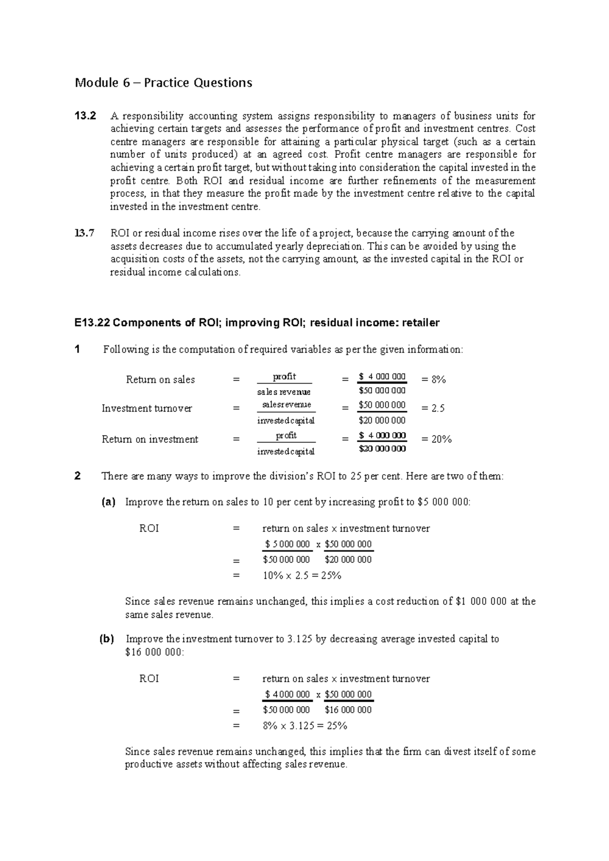 Module 6 Practice Questions - 2023 3A Analysis and Solutions - Studocu