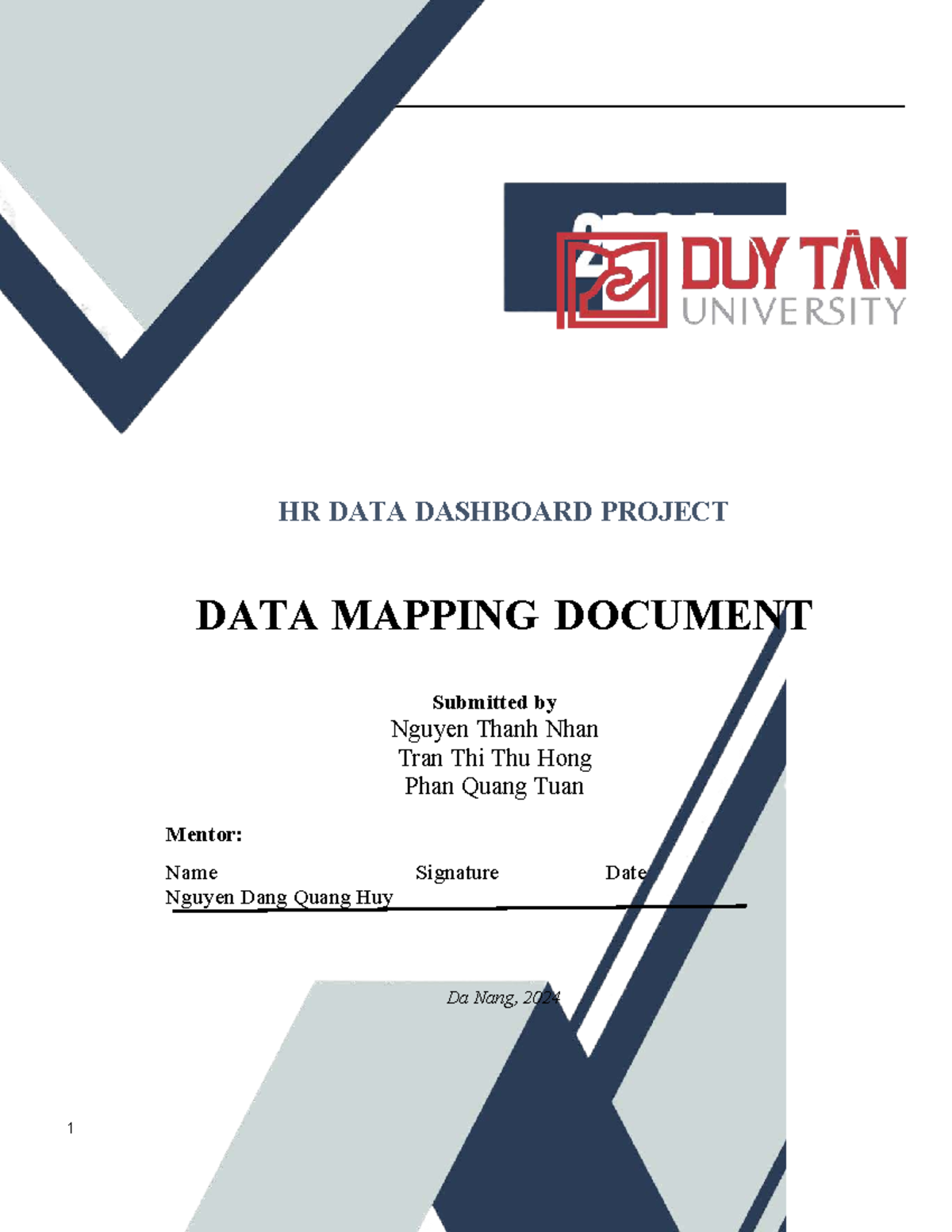 HRD 2024 Data Mapping Document for HR Data Dashboard Project - Studocu