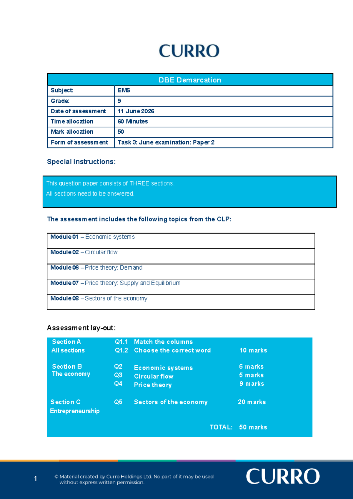 DBE EMS Grade 9 June Exam Paper 2 - Task 3 (2026) - Studocu