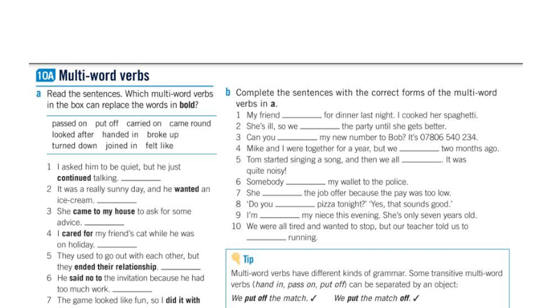 Extra Vocabulary Unit 10: Verb Replacement Exercises & Answers - Studocu