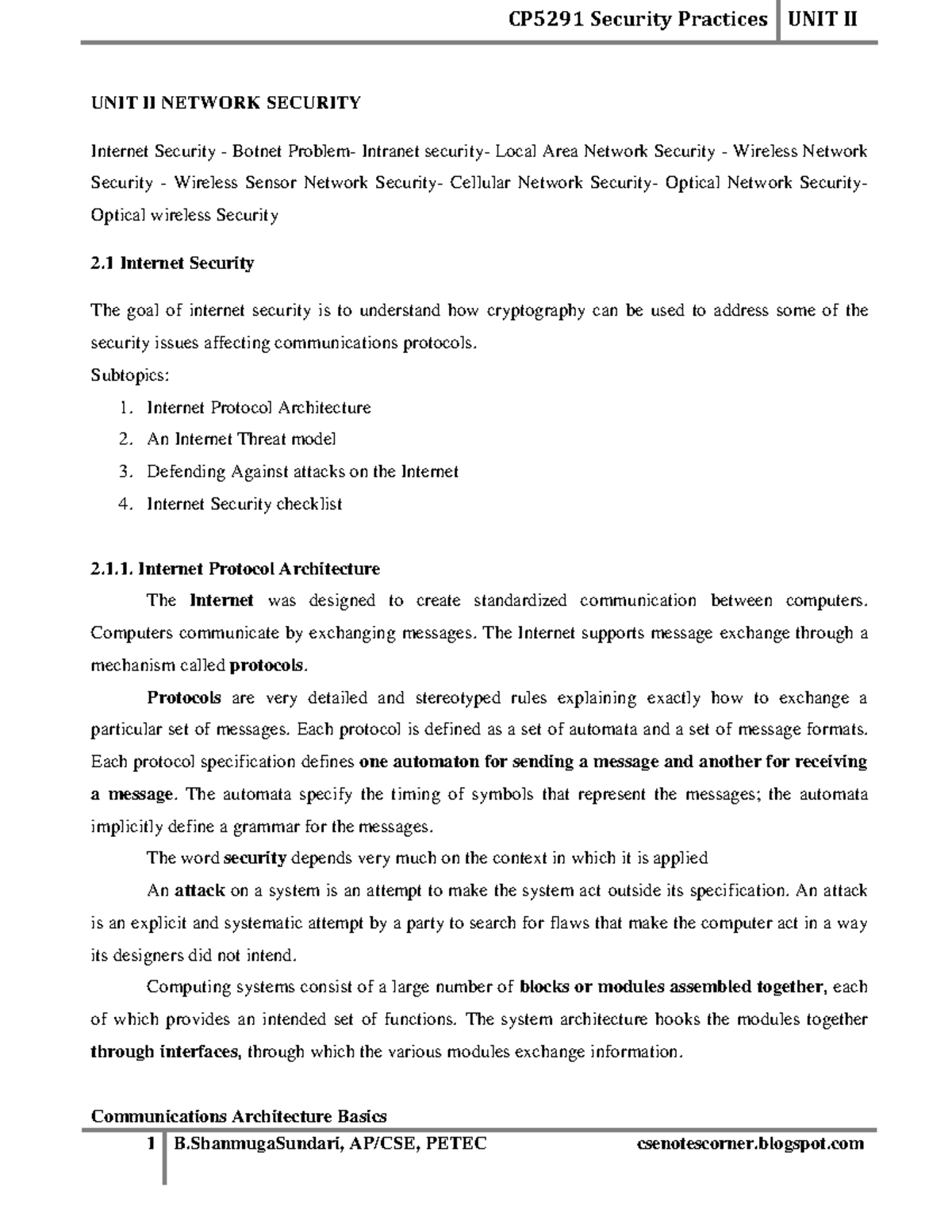 Unit 2 - Security Practices Notes: Networking Fundamentals and Threats ...