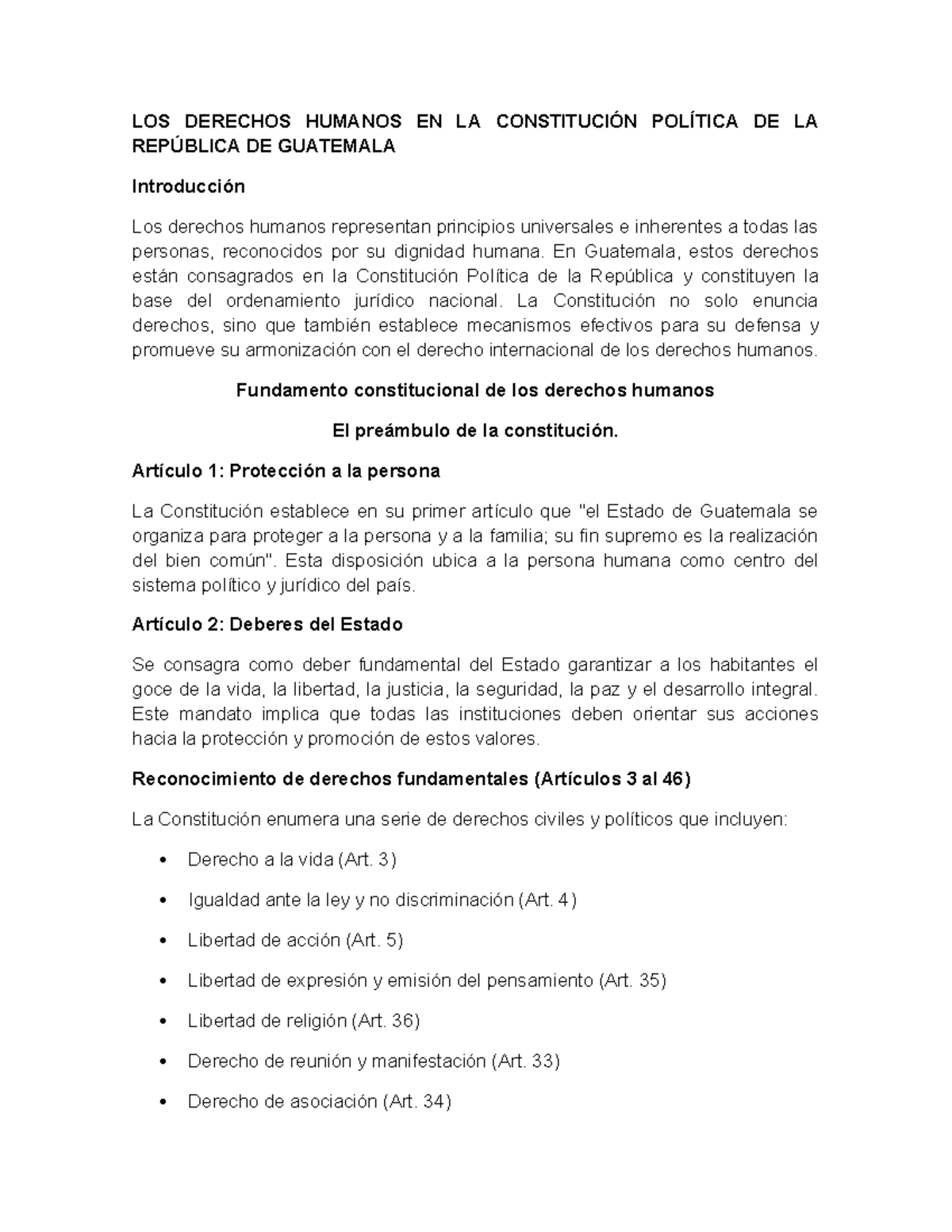 Derechos Humanos en la Constitución de Guatemala - Clase 2 - Studocu