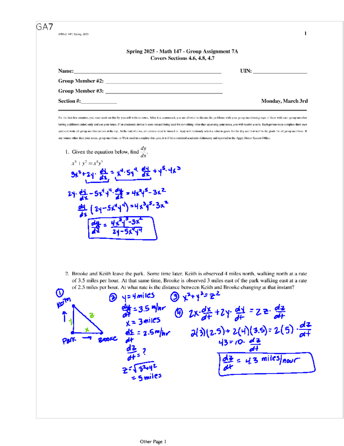 Quiz Chapter 4.6,4.7,4.8 - GA7 147. Spring 2025 1 Spring 2025 Math 147 ...
