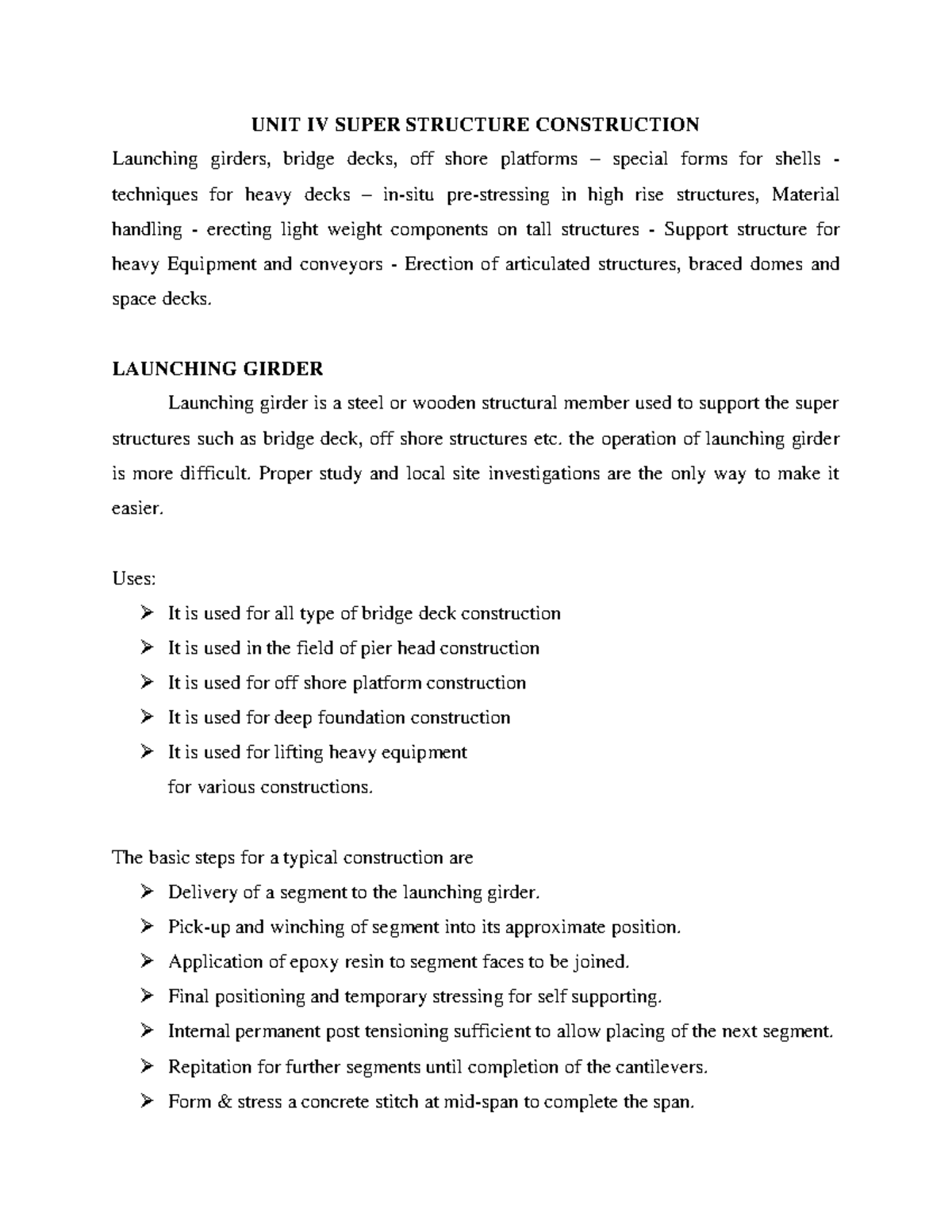 CE 8401 UNIT IV - Advanced Techniques in Superstructure Construction ...