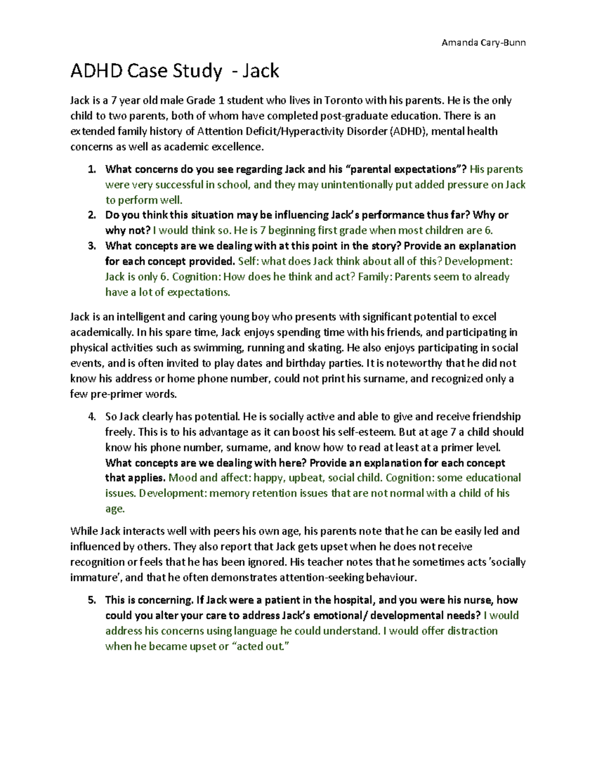ADHD Case Study: Addressing Jack's Developmental and Emotional Needs ...