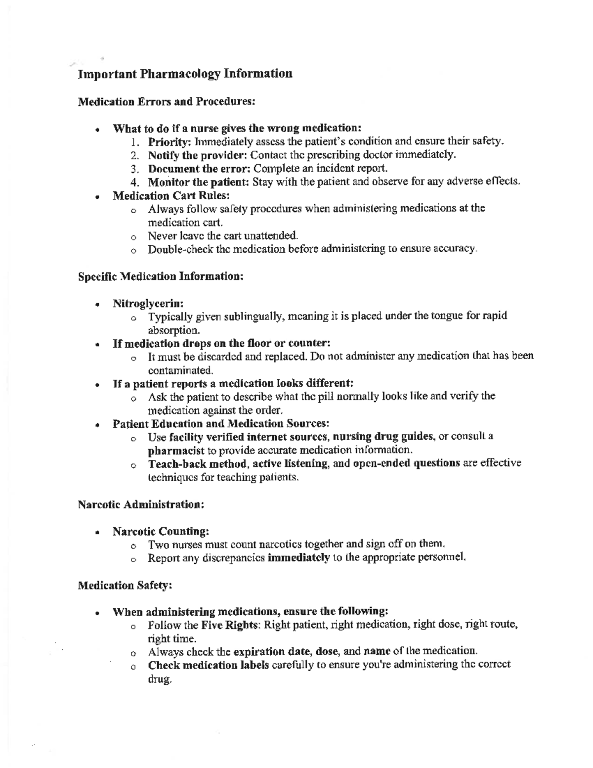 Pharmacology Med Errors & Procedures: Key Guidelines (Ch 1-4) - Studocu