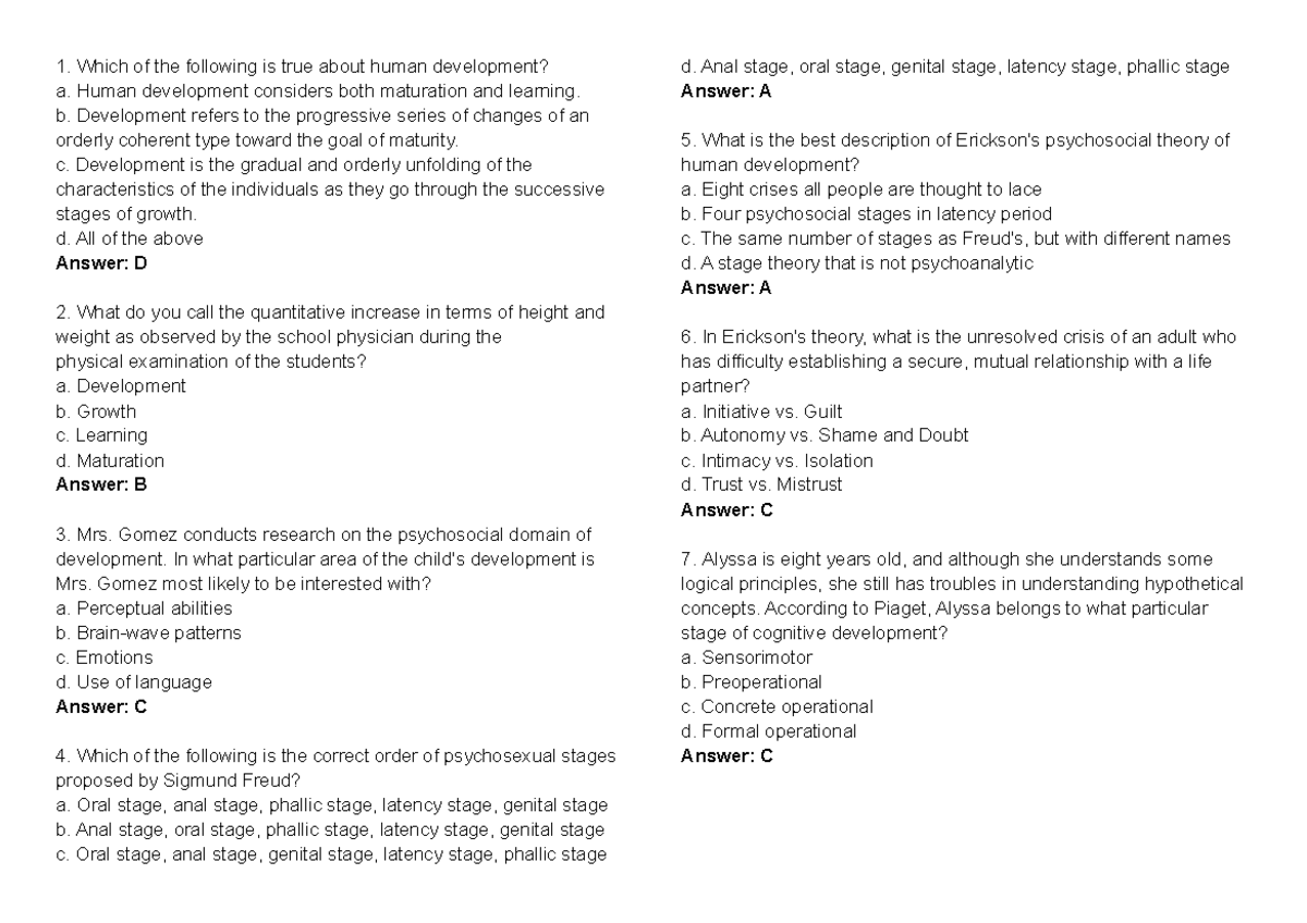 Educ 101 Final Exam Reviewer: Key Concepts in Human Development - Studocu