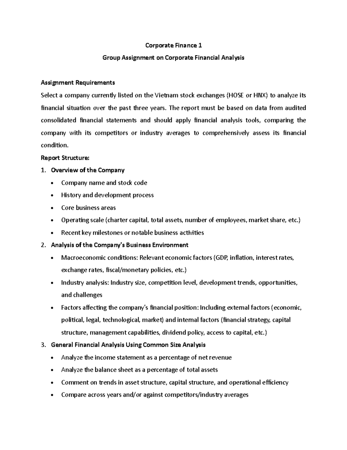 CF1 - Group Assignment: Corporate Financial Analysis of a Listed ...
