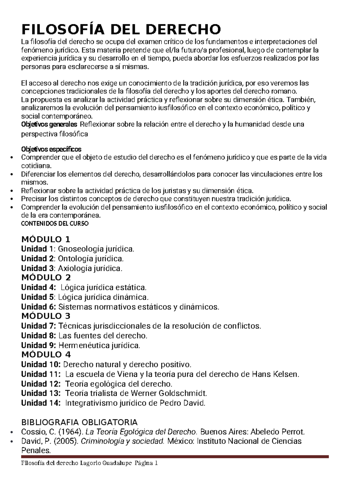 FIL 101: Filosofía del Derecho - Módulo 1: Fundamentos y Valores - Studocu