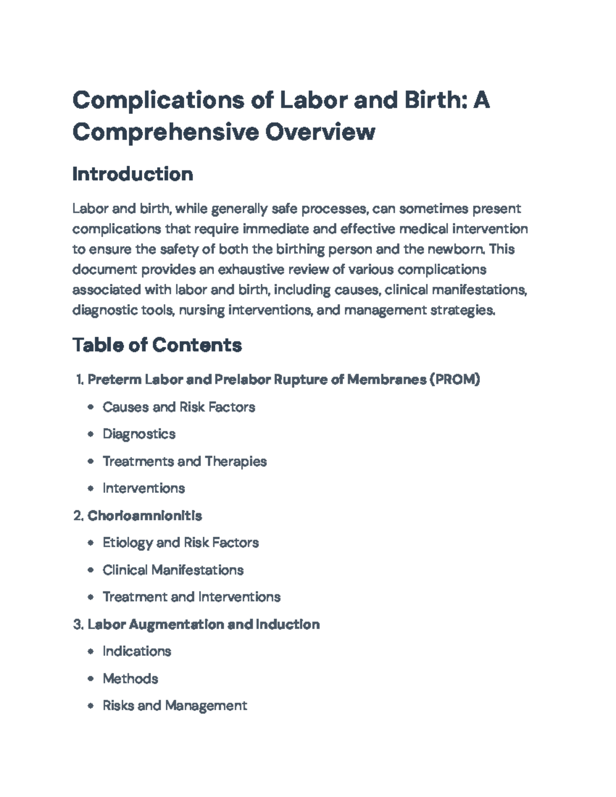 Complications of Labor and Birth: A Comprehensive Overview for Nursing ...