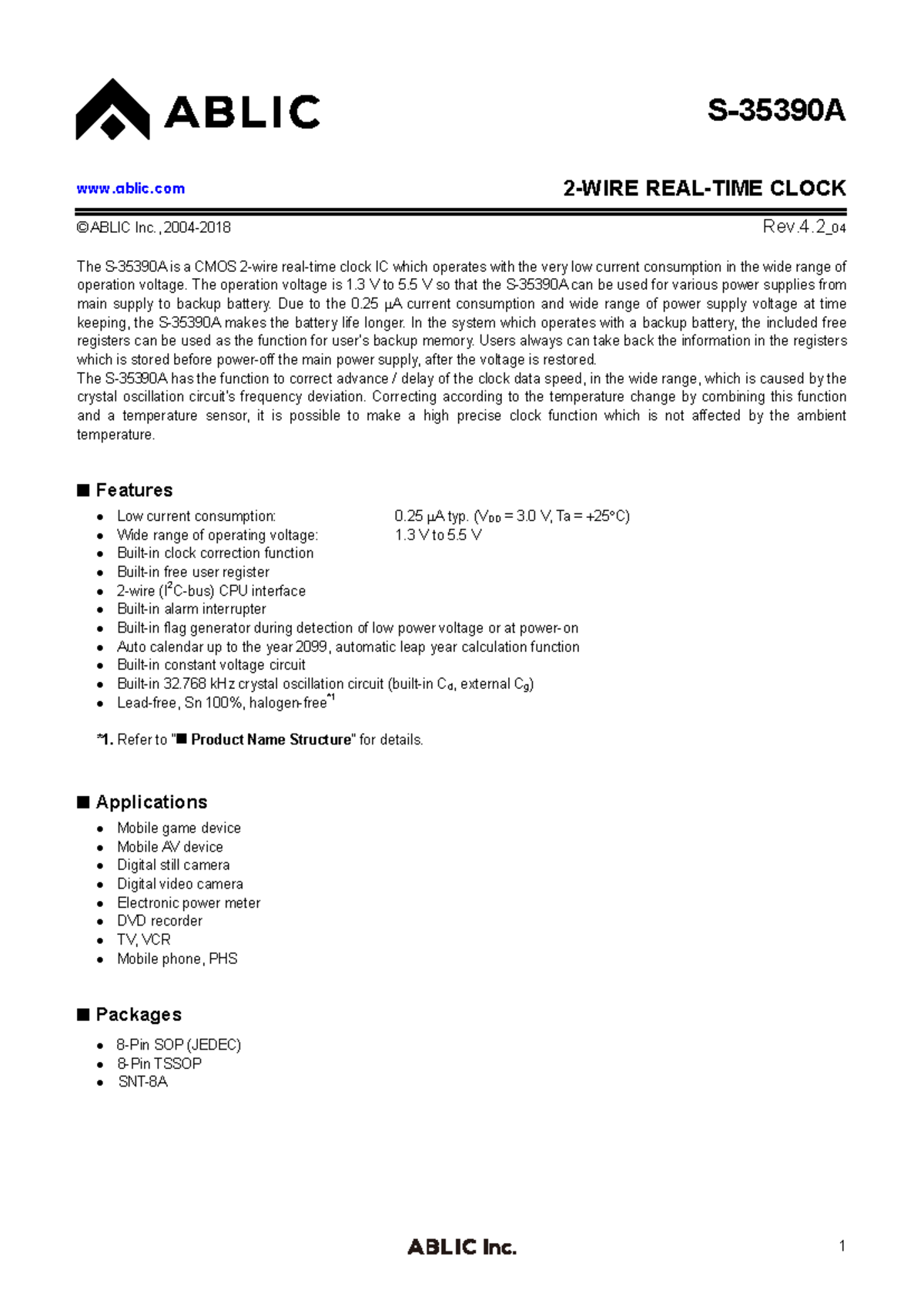 S35390 A E - CMOS Clock IC Overview and Specifications - Studocu