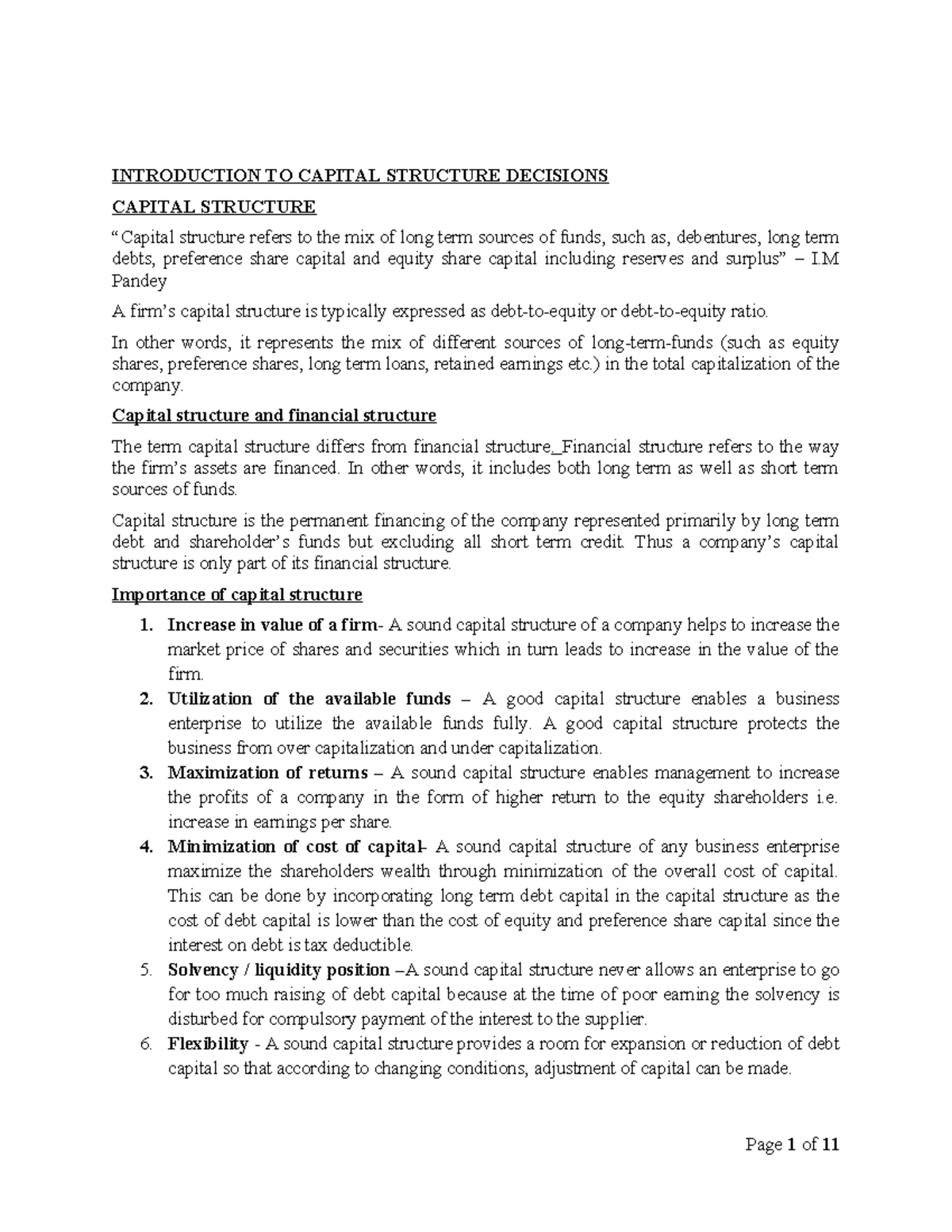 COST OF CAPITAL: STUDENT NOTES FOR FIN 101 - Studocu