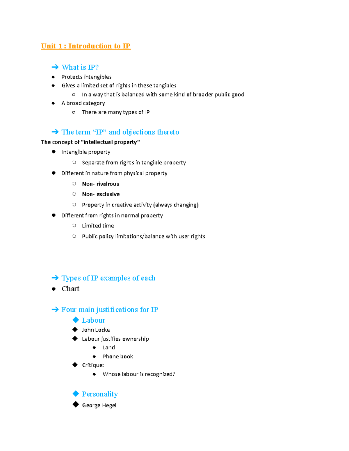 IP exam notes - Unit 1 : Introduction to IP What is IP? Protects ...