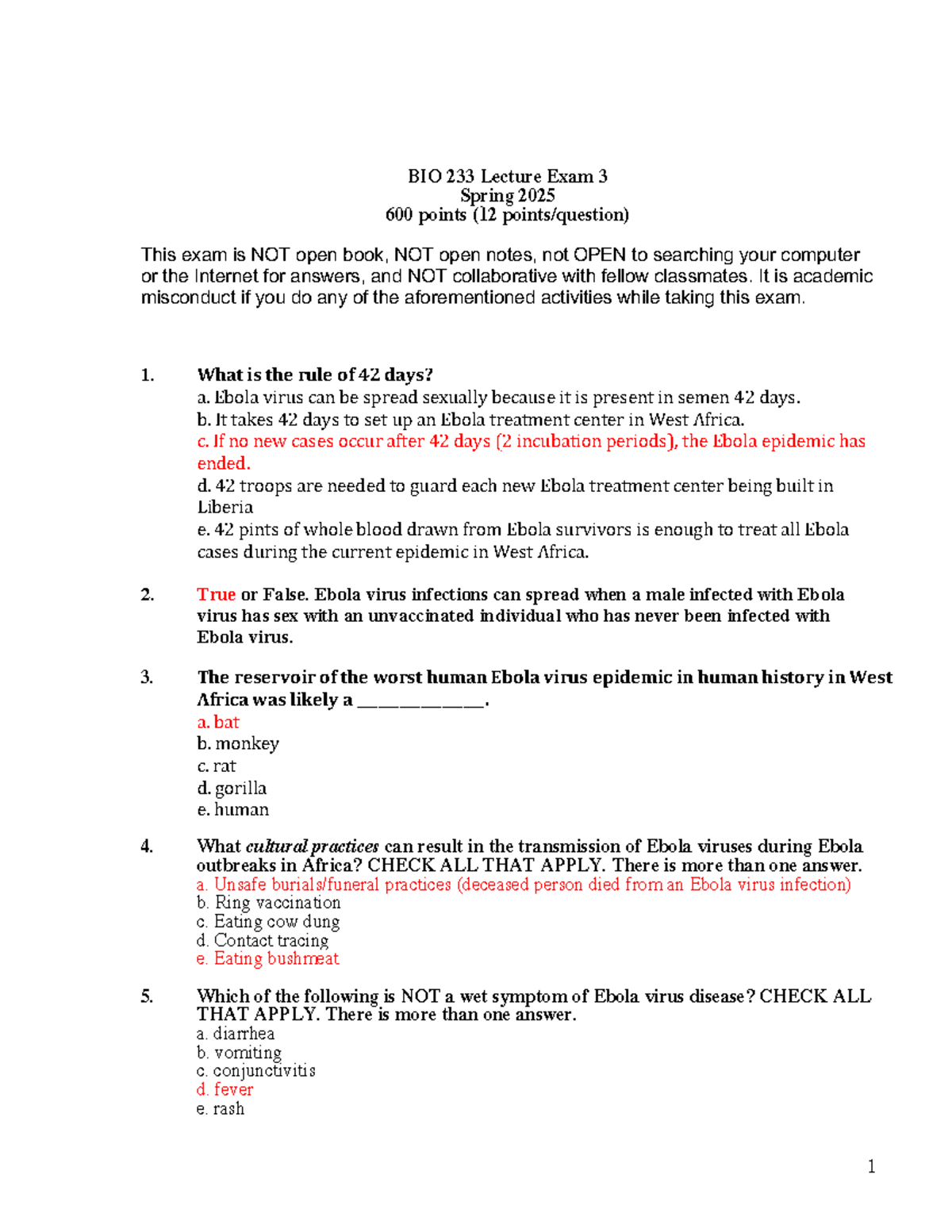 BIO 233 Lecture Exam 3 Spring 2025: Key Questions & Answers Guide - Studocu