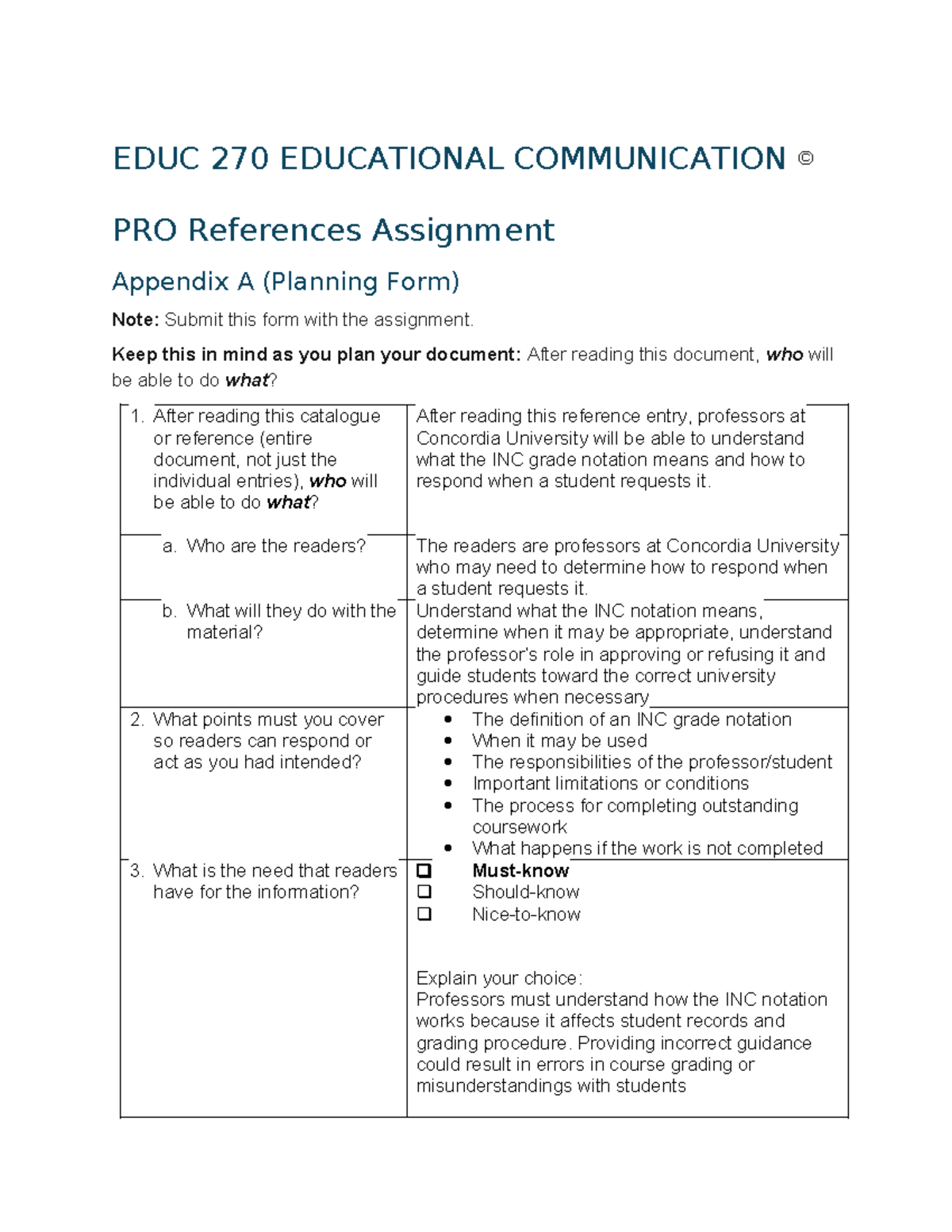 EDUC 270 Reference Assignment: Understanding INC Grade Notation - Studocu