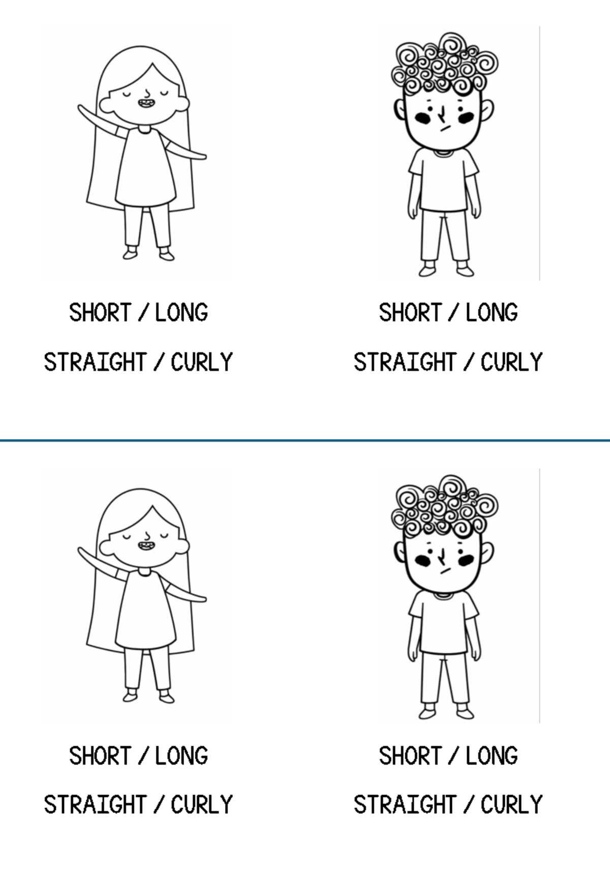 Worksheet vocabulary hair - Beginner English - SHORT / LONG STRAIGHT ...