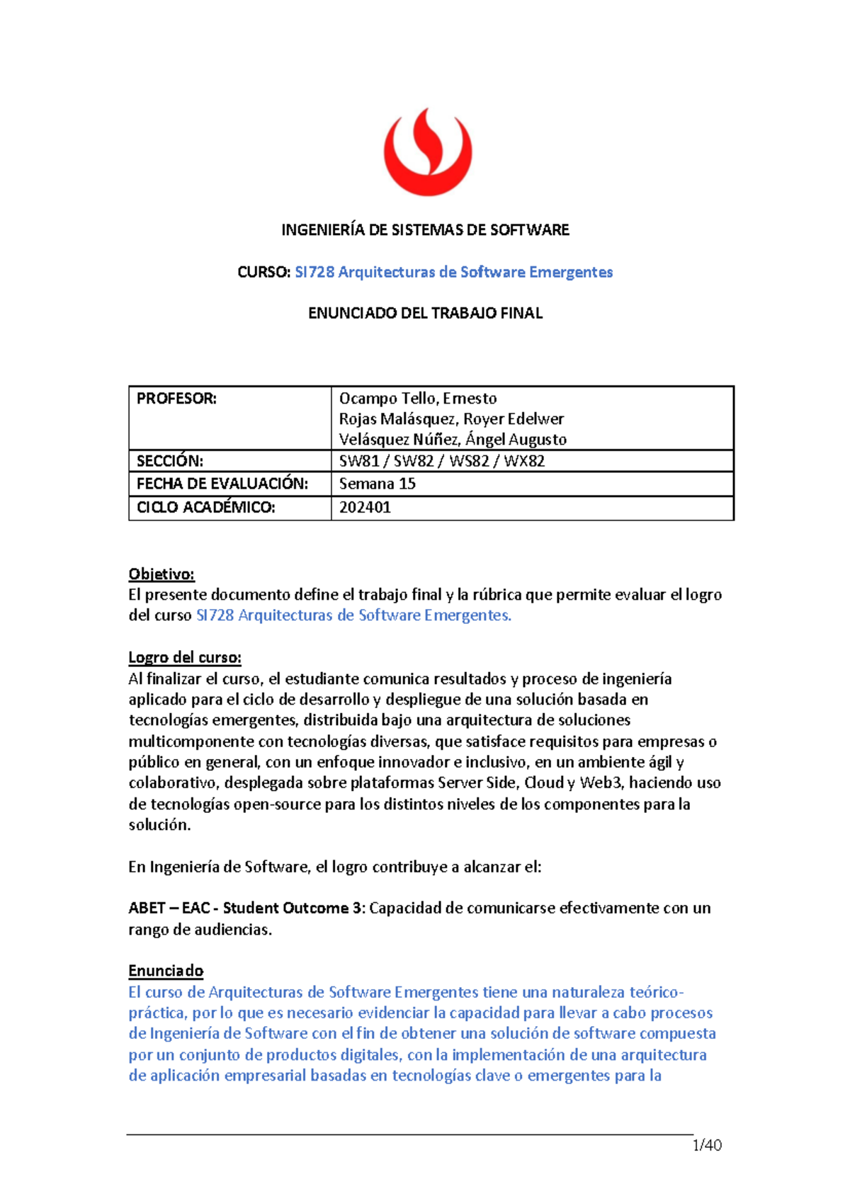 Final Project Report for SI 728 - Arquitecturas de Software Emergentes ...