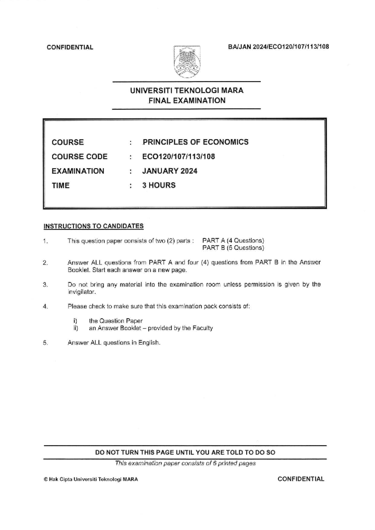 JAN2024 - Principles of Economics Final Exam Questions - Studocu