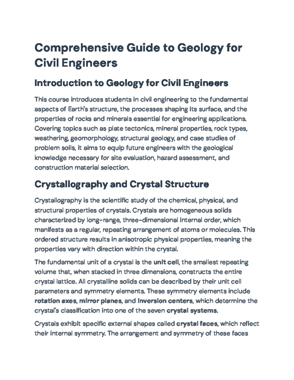 Comprehensive Guide to Geology: Implications for Civil Engineering ...