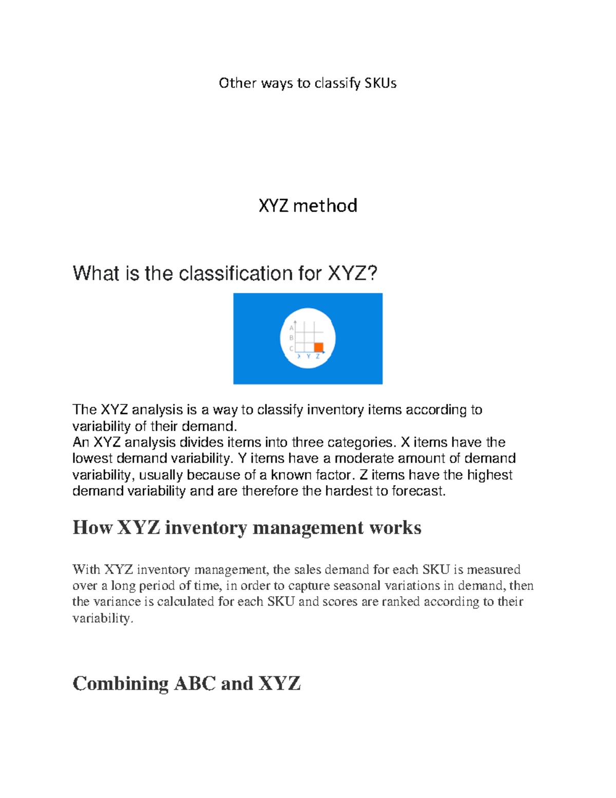 Inventory Classification Techniques: ABC-XYZ Method Explained - Studocu