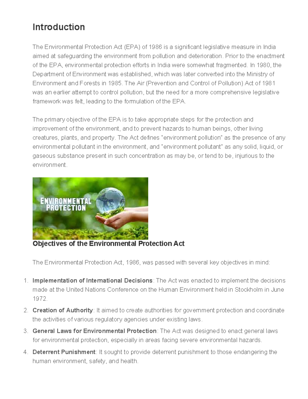 Environmental Protection Act (EPA) 1986: Key Objectives & Challenges ...