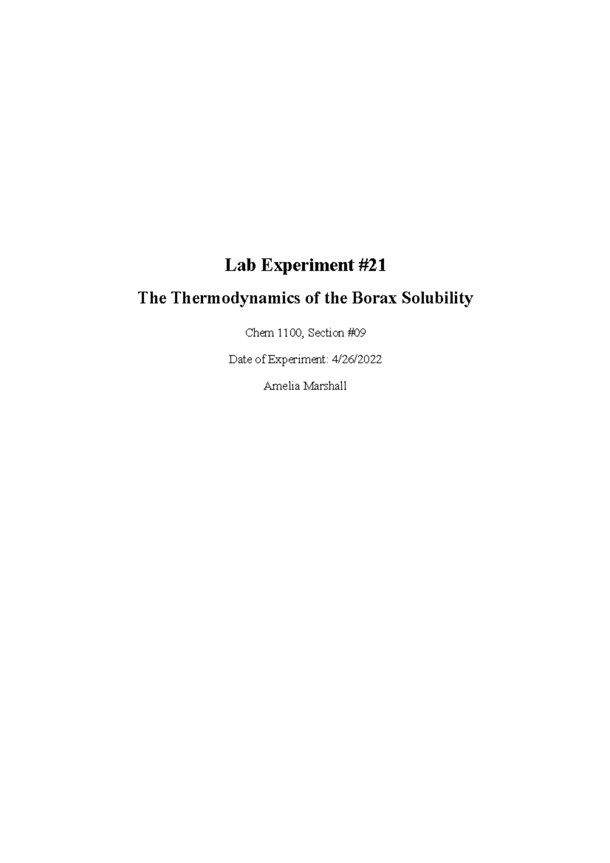 Lab Report Solubilty Product - Laboratory Experiment #6: Solubility ...