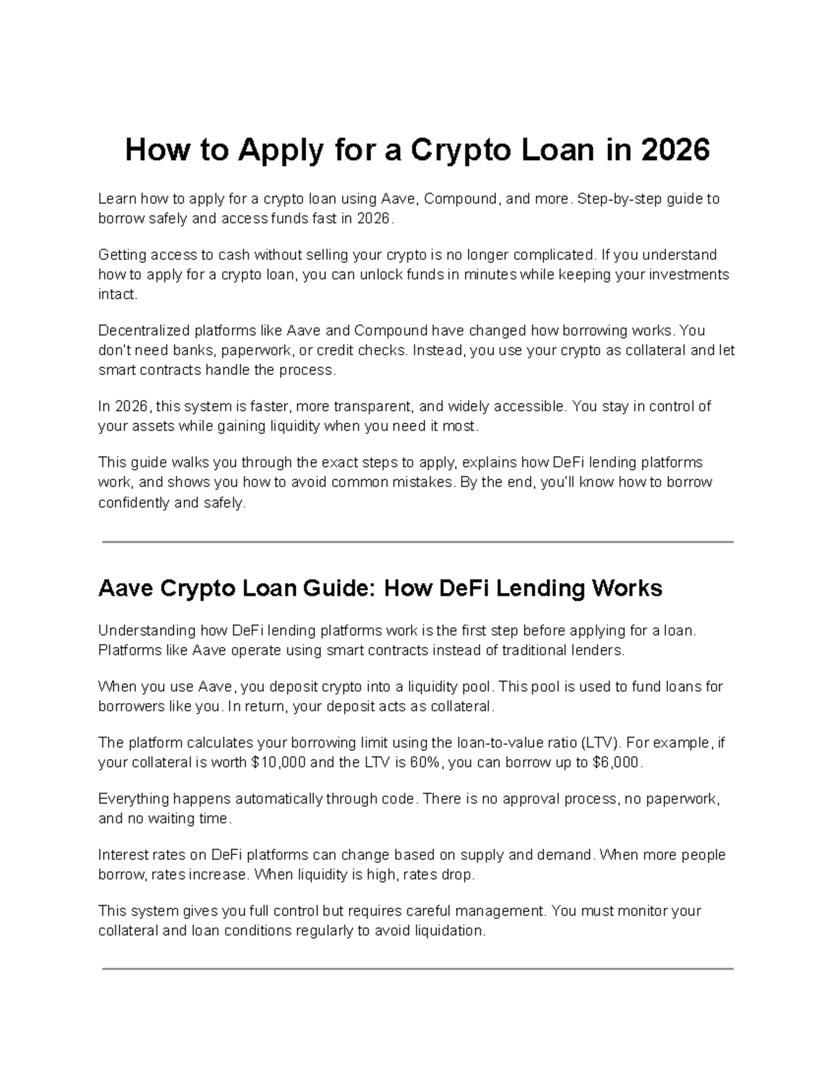 Crypto Loan Application Guide 2026: Aave & Compound Insights - Studocu