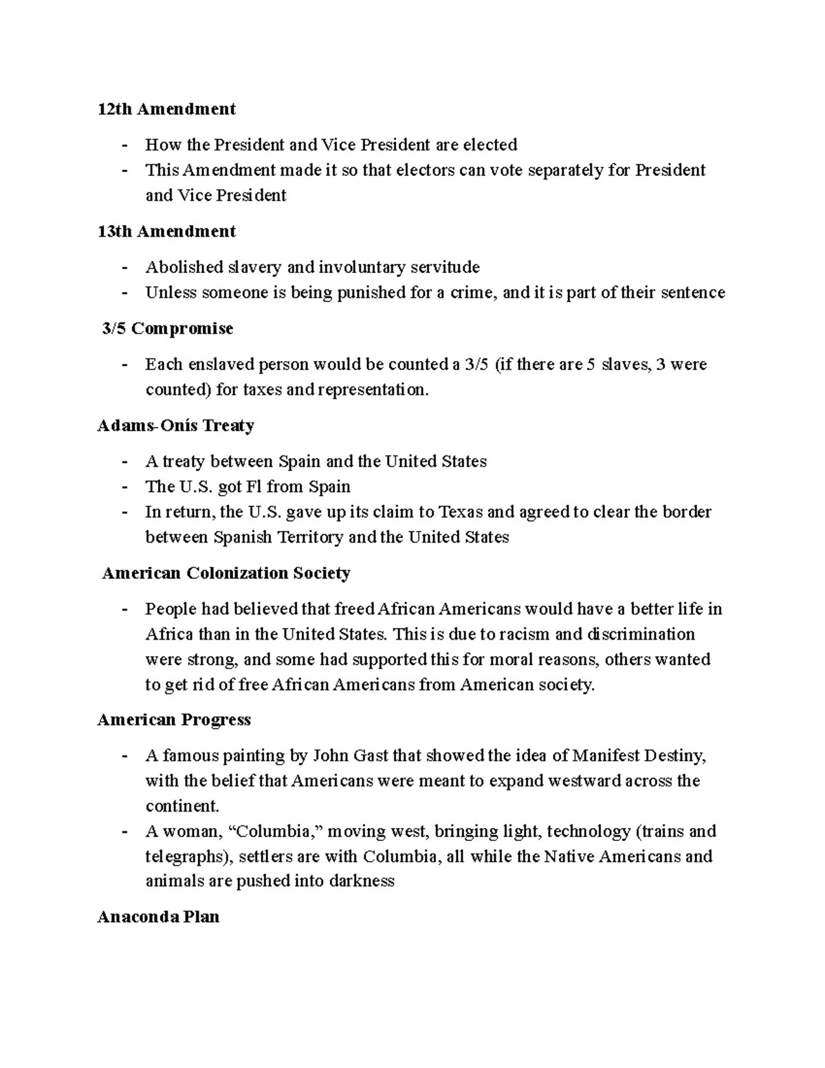 U.S. History: Key Amendments & Events Overview (12th, 13th Amendments ...